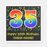[ Thumbnail: 35th Birthday - Colorful Music Symbols, Rainbow 35 Napkins ]