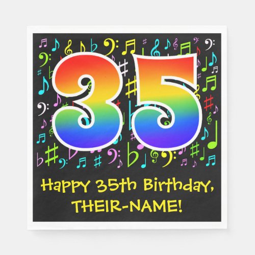 35th Birthday _ Colorful Music Symbols Rainbow 35 Napkins