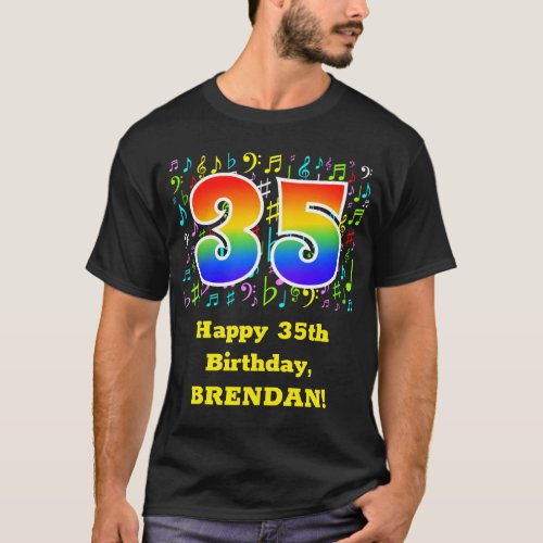 35th Birthday Colorful Music Symbols Rainbow 35 T_Shirt