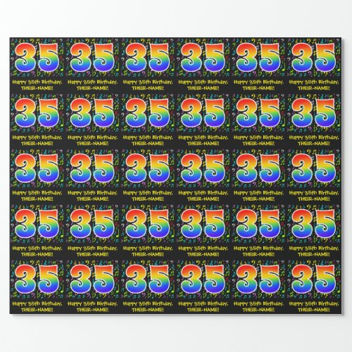 35th Birthday Colorful Music Symbols Rainbow 35 Wrapping Paper