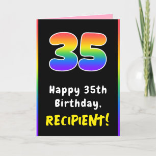 35th Birthday: Colorful Rainbow # 35, Custom Name Card