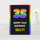 [ Thumbnail: 35th Birthday: Colorful Rainbow # 35, Custom Name Card ]