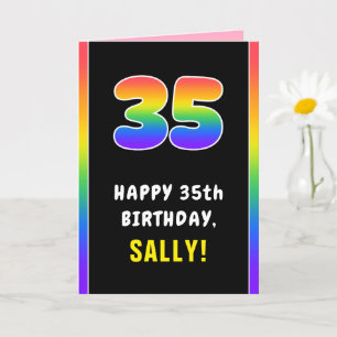 35th Birthday: Colorful Rainbow # 35, Custom Name Card