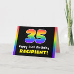 [ Thumbnail: 35th Birthday: Colorful Rainbow # 35, Custom Name Card ]