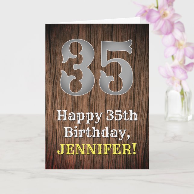 35th Birthday: Country Western Inspired Look, Name Card (Orchid)