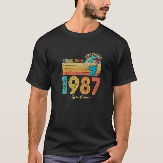 35th Birthday December 1987 Legend Since 1987 35 Y T-Shirt (Front)