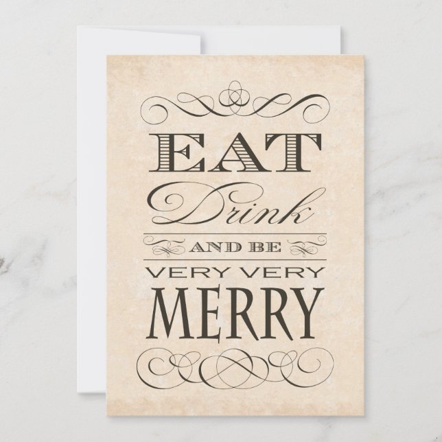 35th Birthday Dinner Party Eat Drink and be Merry Invitation (Front)