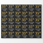 [ Thumbnail: 35th Birthday: Elegant Luxurious Faux Gold Look # Wrapping Paper ]