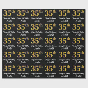 35th Birthday: Elegant Luxurious Faux Gold Look # Wrapping Paper