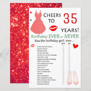 35th Birthday Ever or Never Game