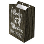 [ Thumbnail: 35th Birthday: Fancy, Faux Wood Look + Custom Name Gift Bag ]