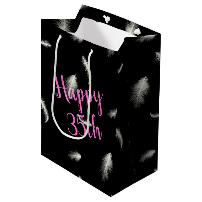 35th Birthday Feathers Medium Gift Bag (Front Angled)