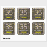 [ Thumbnail: 35th Birthday: Floral Number, Faux Wood Look, Name Sticker ]