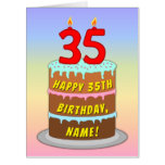 [ Thumbnail: 35th Birthday: Fun Cake & Candles, W/ Custom Name Card ]