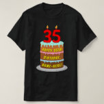 [ Thumbnail: 35th Birthday — Fun Cake & Candles, W/ Custom Name T-Shirt ]