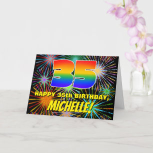 35th Birthday: Fun, Colorful Celebratory Fireworks Card