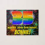 [ Thumbnail: 35th Birthday: Fun, Colorful Celebratory Fireworks Jigsaw Puzzle ]