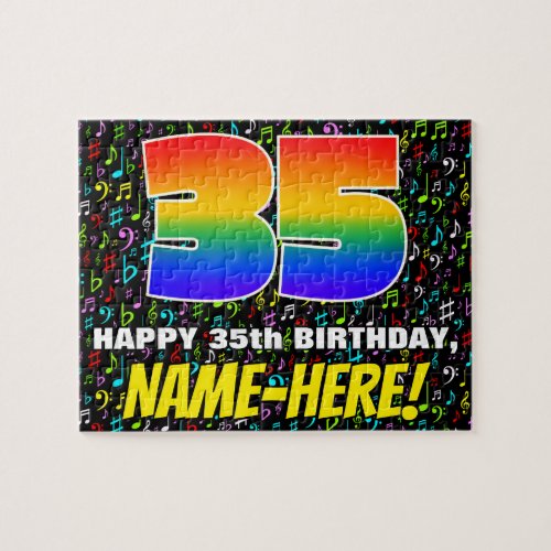 35th Birthday  Fun Colorful Music Symbols  35 Jigsaw Puzzle