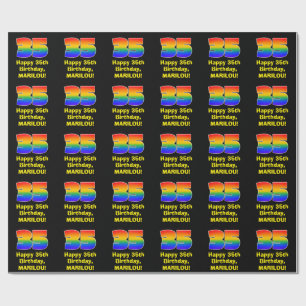 35th Birthday: Fun, Colorful Rainbow Inspired # 35 Wrapping Paper