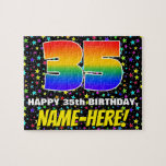 [ Thumbnail: 35th Birthday — Fun, Colorful Star Field Pattern Jigsaw Puzzle ]
