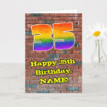 [ Thumbnail: 35th Birthday: Fun Graffiti-Inspired Rainbow 35 Card ]
