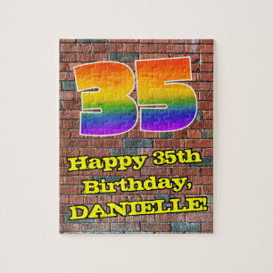 35th Birthday: Fun Graffiti-Inspired Rainbow 35 Jigsaw Puzzle