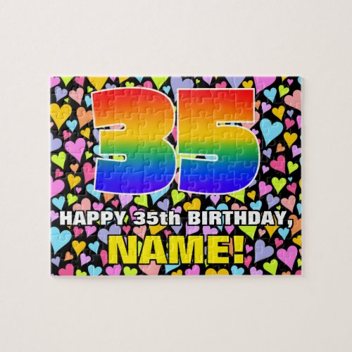 35th Birthday  Fun Loving Heart Shapes  35 Jigsaw Puzzle