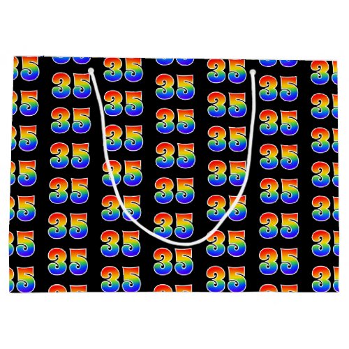 35th Birthday Fun Rainbow Event Number 35 Pattern Large Gift Bag
