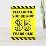 [ Thumbnail: 35th Birthday: Fun Stencil Style Text, Custom Name Card ]