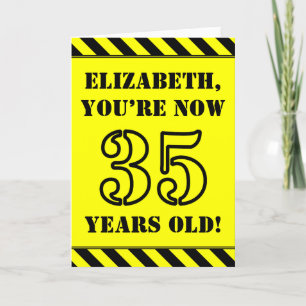35th Birthday: Fun Stencil Style Text, Custom Name Card