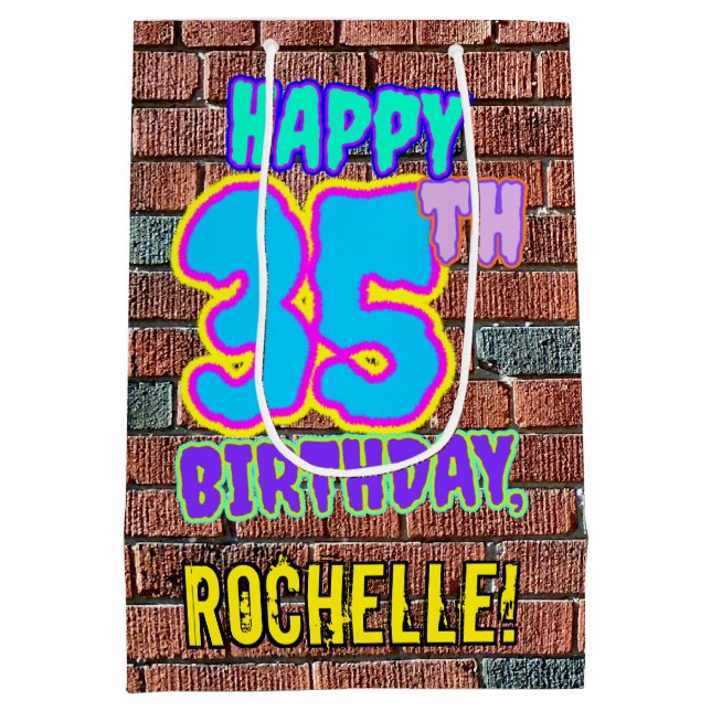 35th Birthday: Fun, Urban Graffiti Inspired Look Medium Gift Bag (Back)