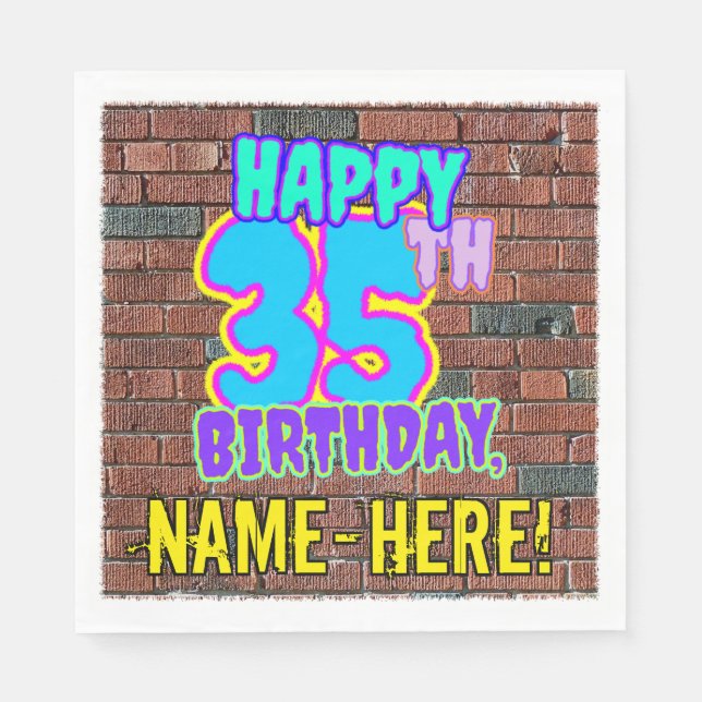 35th Birthday ~ Fun, Urban Graffiti Inspired Look Napkins (Front)