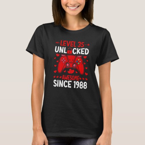 35th Birthday Gaming Level 35 Unlocked Awesome Sin T_Shirt