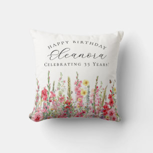 35th Birthday Gift August Birth Flower Custom Throw Pillow