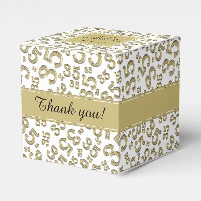 35th Birthday Gold/White collage pattern Favor Boxes (Front Side)