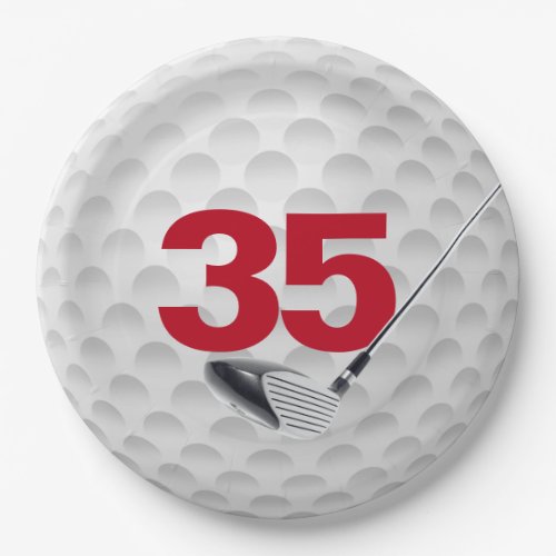 35th Birthday Golf Ball Design Paper Plate