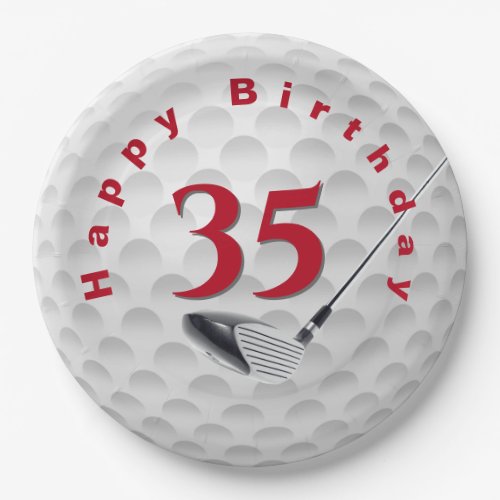 35th Birthday Golf Ball Design Paper Plate