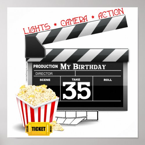 35th Birthday Hollywood Movie Party Poster
