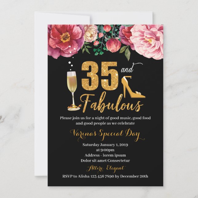35th Birthday Invitation for Women (Front)