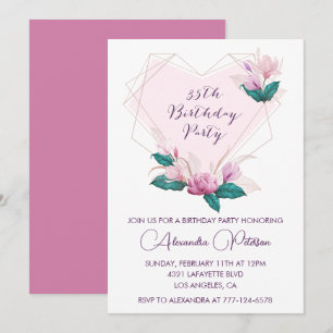 35th birthday invitations Elegant Boho pink