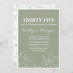 35th birthday invitations Elegant Floral