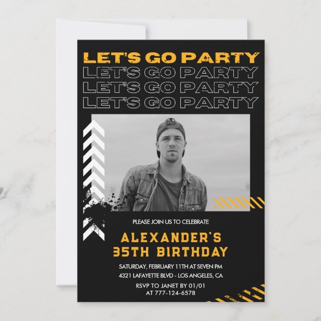 35th birthday invitations Men Photo Spray paint (Front)