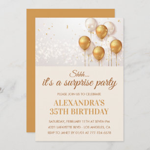 35th birthday invitations Surprise party Gold