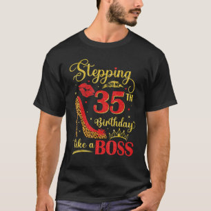 35th Birthday Like a Boss Leopard Print 35 Years O T-Shirt