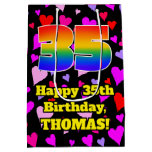 [ Thumbnail: 35th Birthday: Loving Hearts Pattern, Rainbow # 35 Gift Bag ]