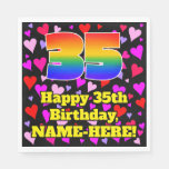 [ Thumbnail: 35th Birthday: Loving Hearts Pattern, Rainbow # 35 Napkins ]