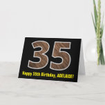 [ Thumbnail: 35th Birthday: Name + Faux Wood Grain Pattern "35" Card ]