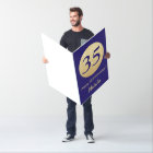 35th Birthday Navy Blue and Gold Extra Large Jumbo