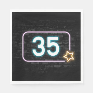 35th Birthday Neon Sign On Brick Napkins