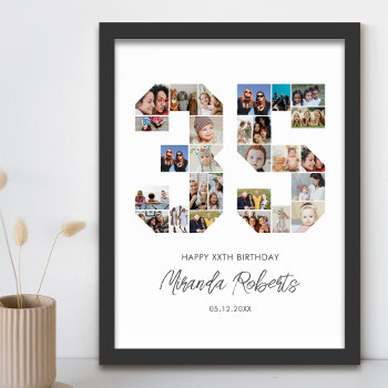 35th Birthday Number 35 Custom Photo Collage Poster by raindwops at Zazzle